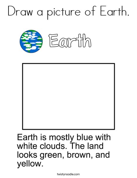 Draw a picture of Earth. Coloring Page