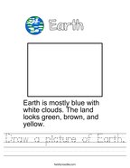 Draw a picture of Earth Handwriting Sheet