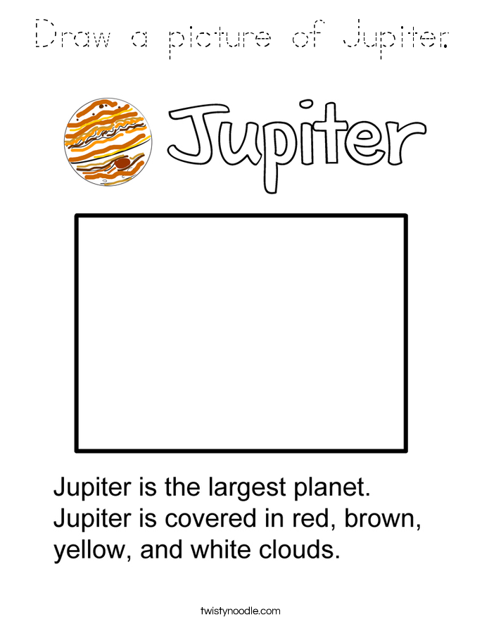 Draw a picture of Jupiter. Coloring Page