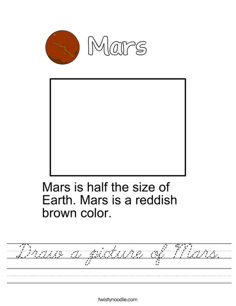Draw a picture of Mars. Worksheet