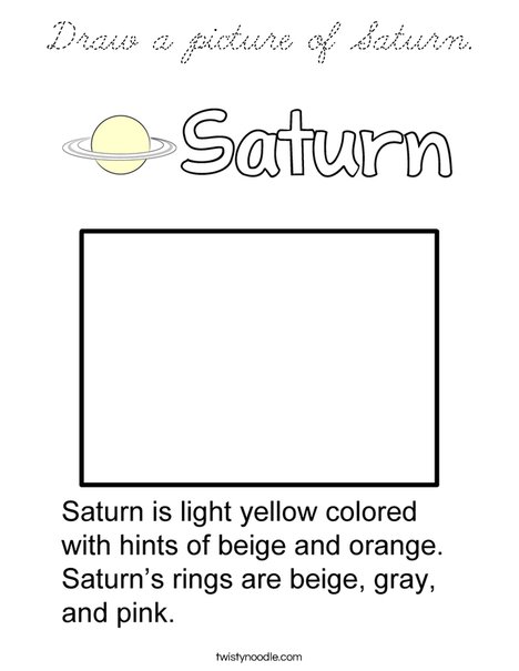 Draw a picture of Saturn. Coloring Page