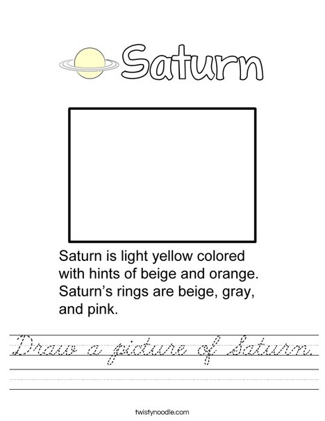 Draw a picture of Saturn. Worksheet