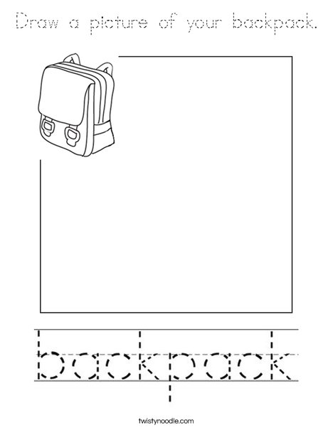 Draw a picture of your backpack. Coloring Page