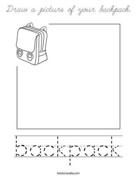 Draw a picture of your backpack. Coloring Page