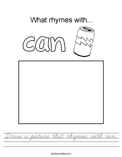 Draw a picture that rhymes with can. Worksheet