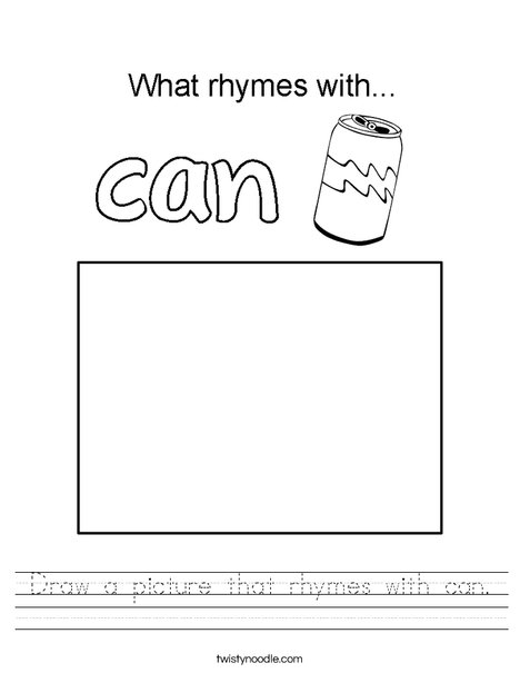 draw a picture that rhymes with can worksheet twisty noodle