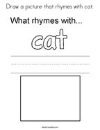 Draw a picture that rhymes with cat Coloring Page