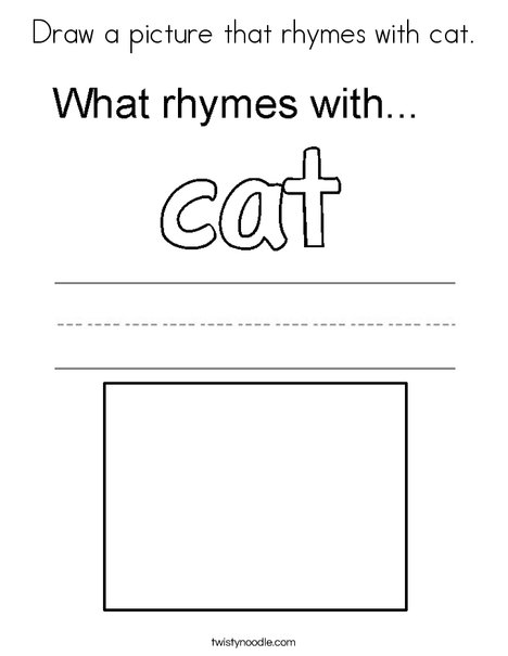 Draw a picture that rhymes with cat. Coloring Page