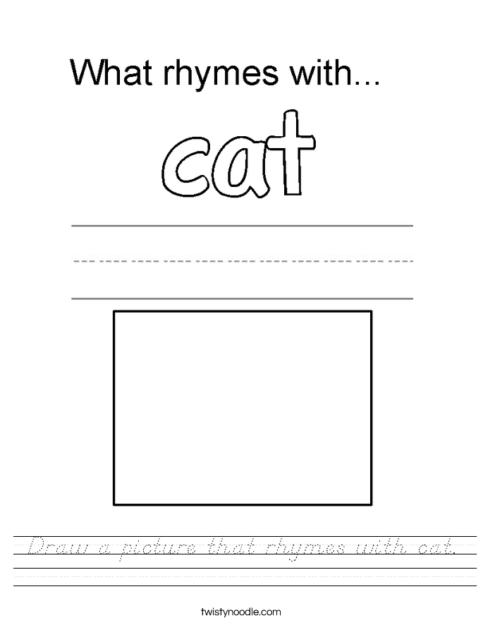 Draw a picture that rhymes with cat. Worksheet
