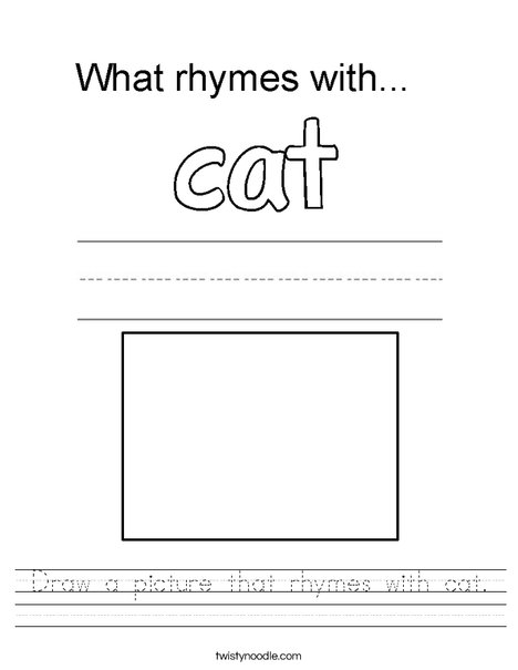 Draw a picture that rhymes with cat. Worksheet