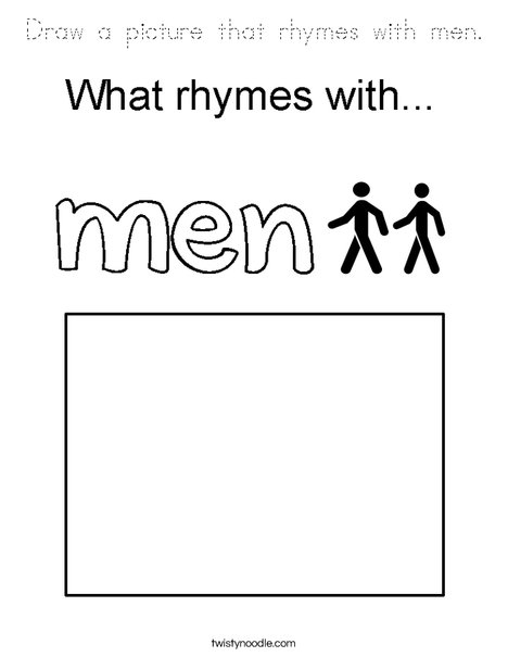 Draw a picture that rhymes with men. Coloring Page