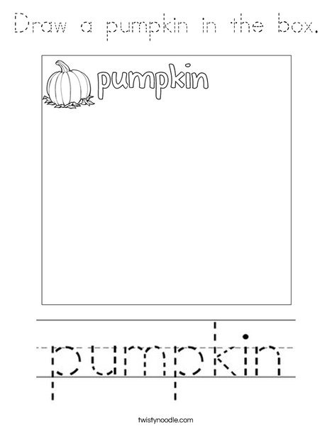 Draw a pumpkin in the box. Coloring Page