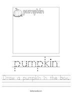 Draw a pumpkin in the box Handwriting Sheet