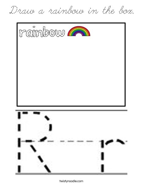 Draw a rainbow in the box. Coloring Page