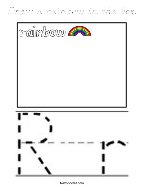 Draw a rainbow in the box. Coloring Page