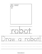 Draw a robot Handwriting Sheet