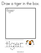 Draw a tiger in the box Coloring Page