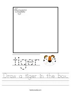 Draw a tiger in the box Handwriting Sheet