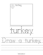 Draw a turkey Handwriting Sheet