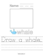Draw a whale Handwriting Sheet