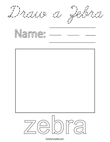 Draw a Zebra Coloring Page
