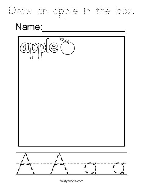 Draw an apple in the box. Coloring Page