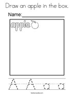 Draw an apple in the box Coloring Page