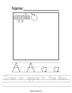 Draw an apple in the box Handwriting Sheet