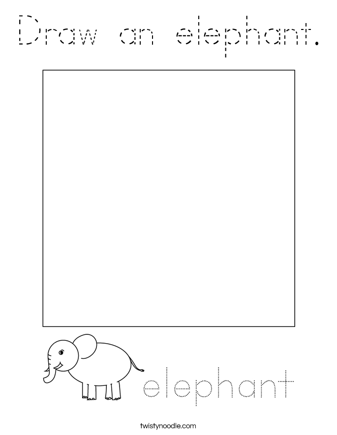 Draw an elephant. Coloring Page