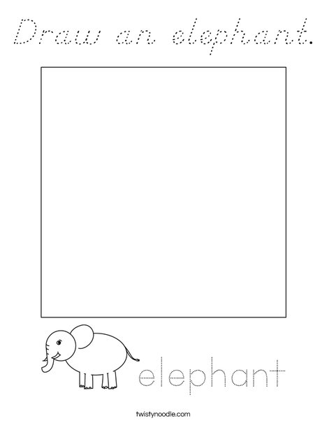 Draw an elephant. Coloring Page