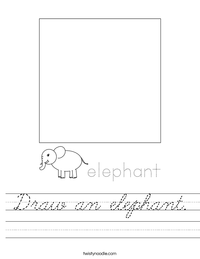 draw an elephant worksheet cursive twisty noodle