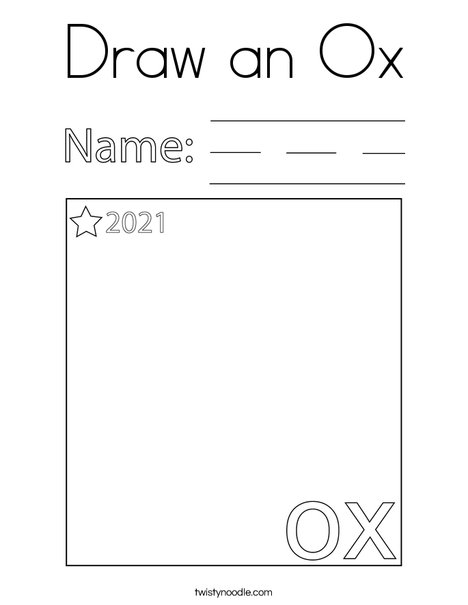 Draw an Ox Coloring Page