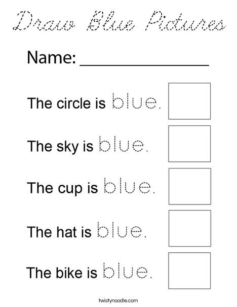 Draw Blue Pictures Coloring Page