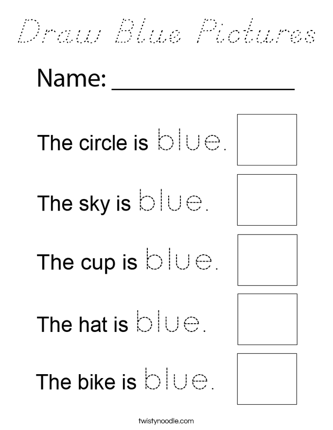 Draw Blue Pictures Coloring Page