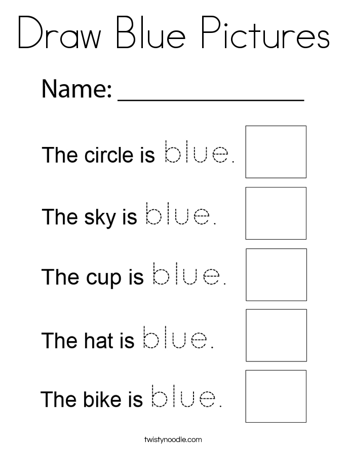Draw Blue Pictures Coloring Page