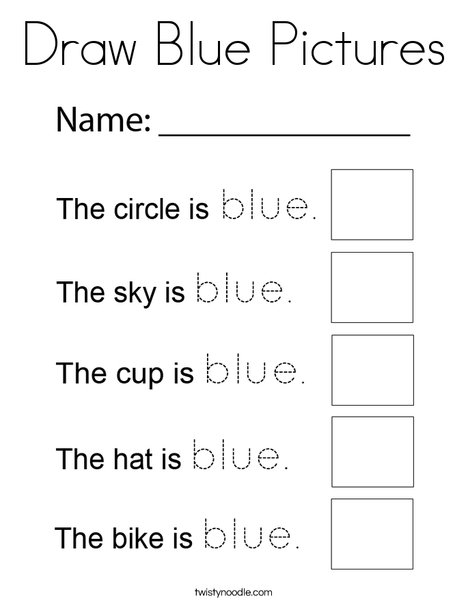 Draw Blue Pictures Coloring Page