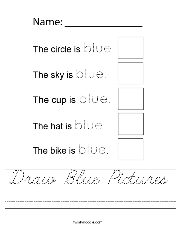 Draw Blue Pictures Worksheet