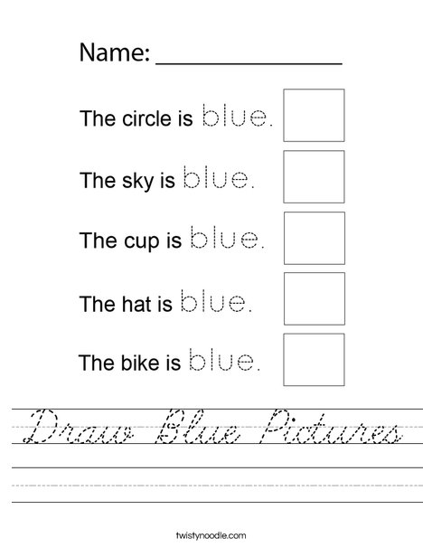 Draw Blue Pictures Worksheet