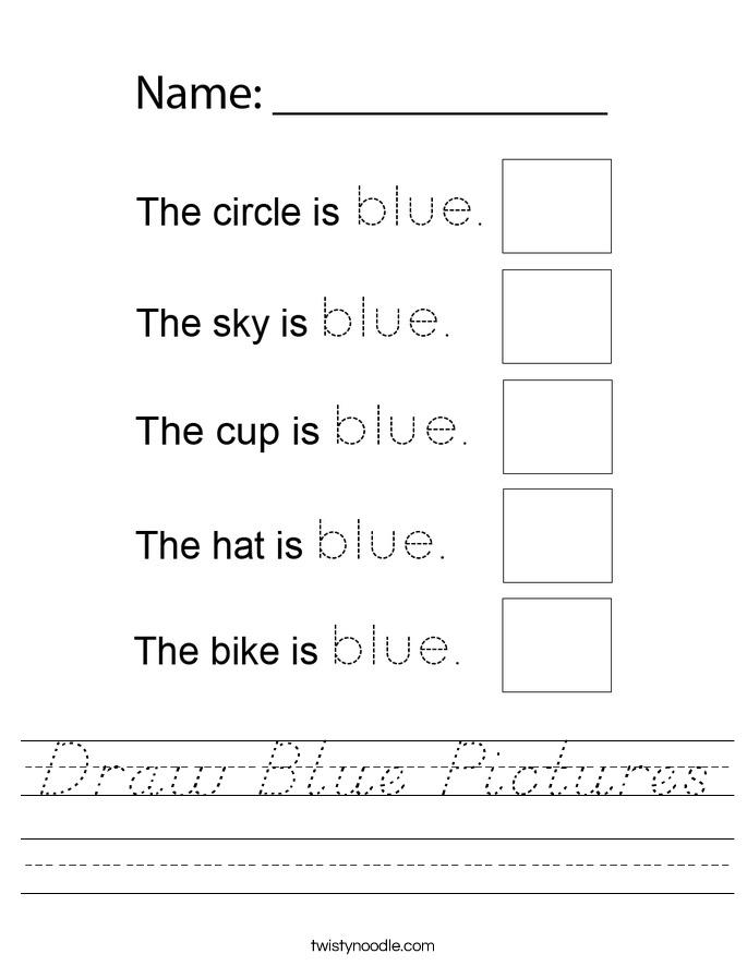 Draw Blue Pictures Worksheet