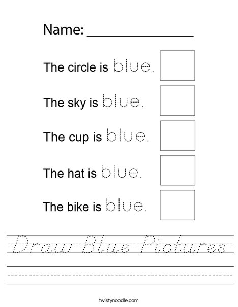 Draw Blue Pictures Worksheet