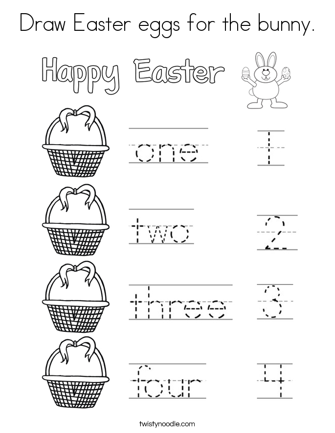 Draw Easter eggs for the bunny. Coloring Page