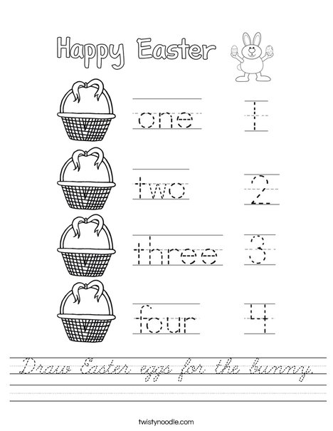 Draw Easter eggs for the bunny. Worksheet