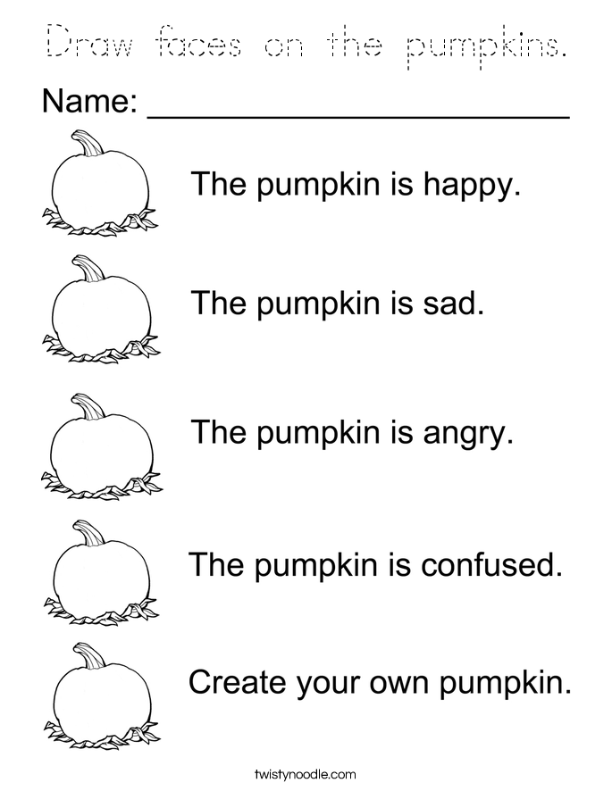 Draw faces on the pumpkins. Coloring Page