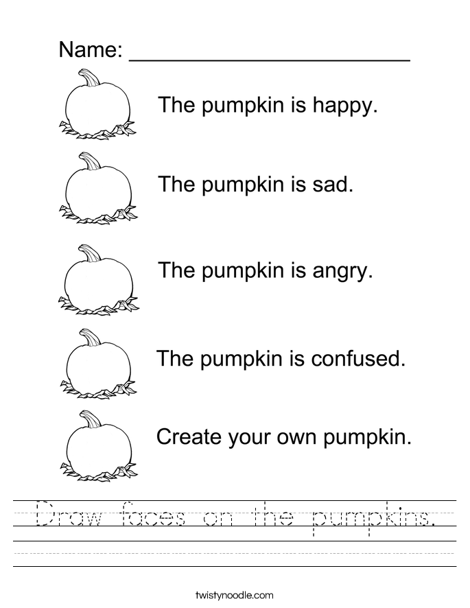 Draw faces on the pumpkins. Worksheet