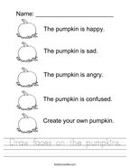 Draw faces on the pumpkins Handwriting Sheet