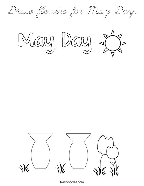 Draw flowers for May Day. Coloring Page