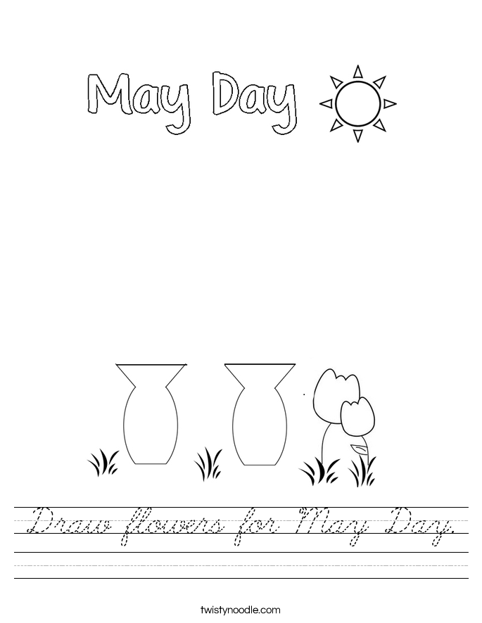 Draw flowers for May Day. Worksheet