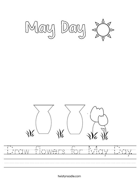 Draw flowers for May Day. Worksheet