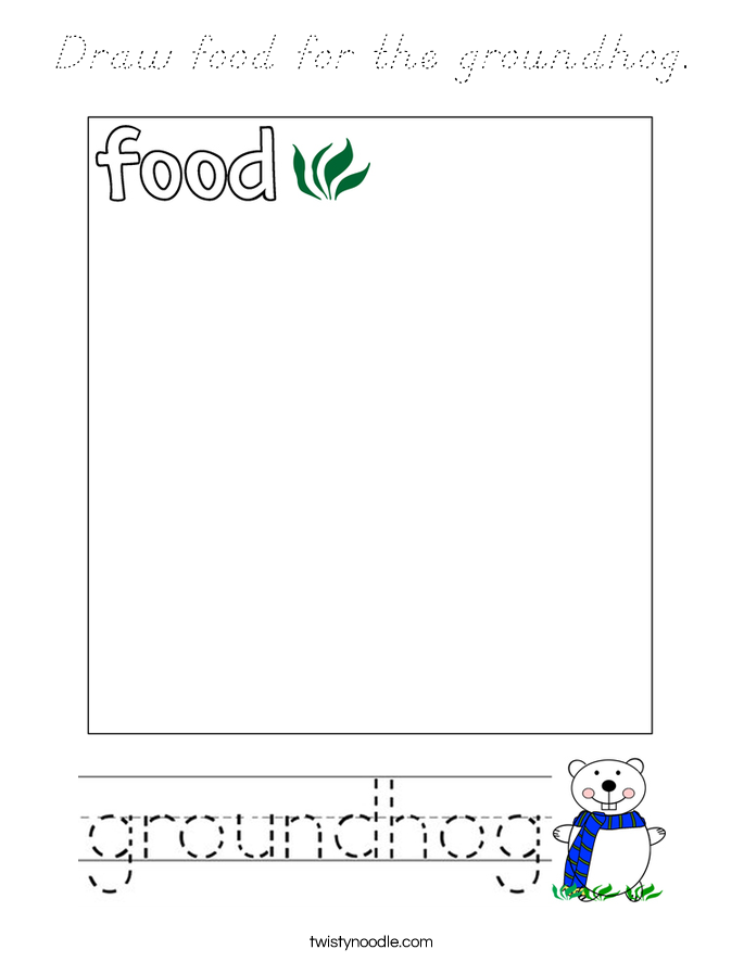 Draw food for the groundhog. Coloring Page