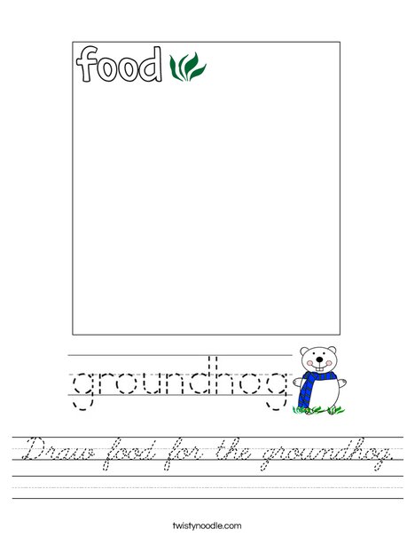 Draw food for the groundhog. Worksheet